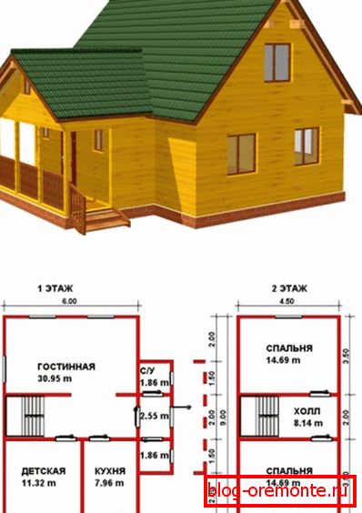 Casa de lemn cu planuri de pardoseală Casa de lemn cu planuri de pardoseală