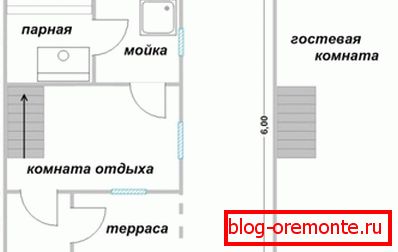 În fotografie - un proiect de saună 6x4. În fotografie - un proiect de saună 6x4.