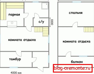 Proiectul casei 6x9 de la un bar cu o mansardă (primul și mansarda) Proiectul casei 6x9 de la un bar cu o mansardă (primul și mansarda)