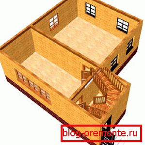 Imaginea schematică a primului etaj în casă 8x8 m. Imaginea schematică a primului etaj în casă 8x8 m.