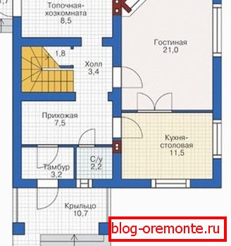 Proiect standard al casei din blocuri de beton PB-123 Proiect standard al casei din blocuri de beton PB-123